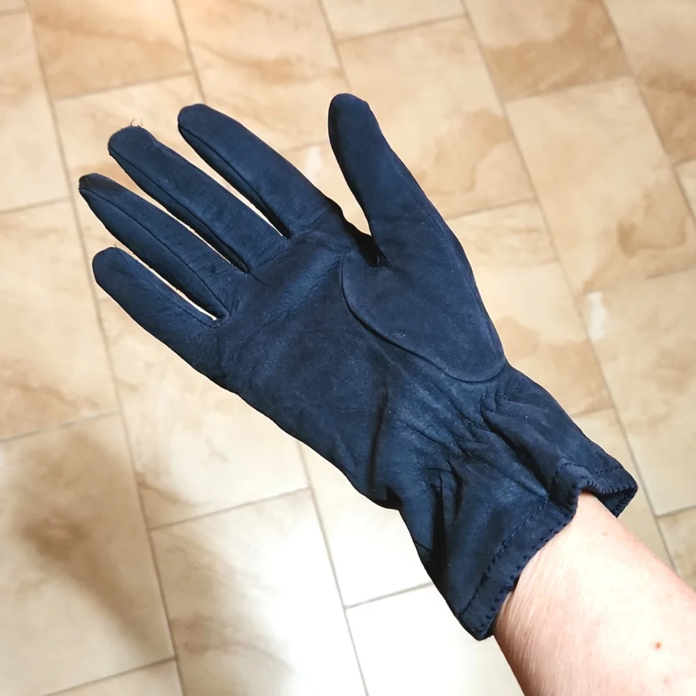 Grandoe Ladies Black Sueded Leather Gloves